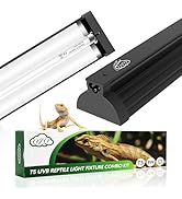 QZQ T5 UVB Reptile Light Fixture Combo Kit 8W, 10.0 UVB Light for Reptiles, Terrarium Hood Comes ...