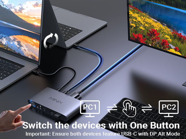 MINIX K1 USB C KVM Switch 1 Monitors 2 Computers