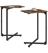 NEFROM C-Shaped End Tables, TV Trays Set of 2, Small Side Table for Couch, Sofa Table for Living ...