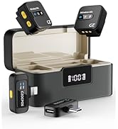 Wireless Lavalier Microphone for iPhone iPad Android with Charging Case,Lapel Mic with Noise Redu...