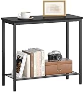 Hoctieon 2 Tier End Table, Sofa Side Table, Narrow Side Table with Storage, Slim Nightstand for S...