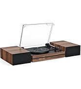 Vinyl Record Player with Speakers Vintage Turntable for Vinyls Records External Speakers Belt-Dri...