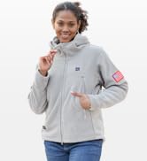 DEWBU Heated Jacket Polar Fleece with 12V Battery Pack Soft Fleece Electric Heating Hoodie for Women