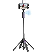 Funme Auto Face Tracking Tripod for iPhone with Light, 59'' Selfie Stick Tripod with Remote, 360 ...