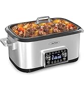 Sunvivi 8 Quart Slow Cooker Roaster Oven, 12 in 1 programmable Multi-Cooker Food Warmer with Digi...