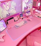 JMIYAV Pink RGB Gaming Mouse Pad 31.5x12 Inch PC XL Large Extended Glowing Led Light Up Desk Pad ...