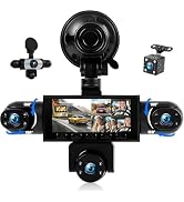 5 Channel Dash Cam 360°Wide Angle Dash Camera for Cars 1080P with Loop Recording Night Vision Rev...