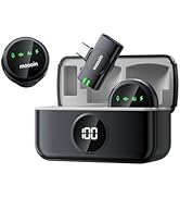 Moooin Wireless Bluetooth Lavalier Microphone with AI Noise Reduction–Plug-and-Play, Long Battery...