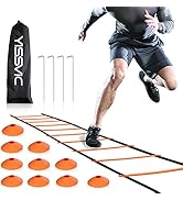 YISSVIC Agility Ladder and Cones 20 Feet 12 Adjustable Rungs Fitness Speed Training Equipment,1 C...