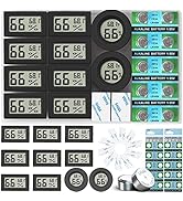 10-Pack Mini Digital Thermometer Hygrometer, Indoor Room Round Temperature Humidity Meter Gauge m...
