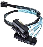 SFF-8643 to 4x SFF-8482 Mini SAS HD Breakout Cable 1.6ft/0.5m, 12Gbps SAS3, 29+15 Pin Power; Forw...