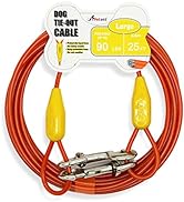 Petest 25ft Tie-Out Cable with Crimp Cover for Large Dogs Up to 90 Pounds