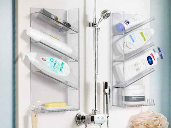 clear shower caddy