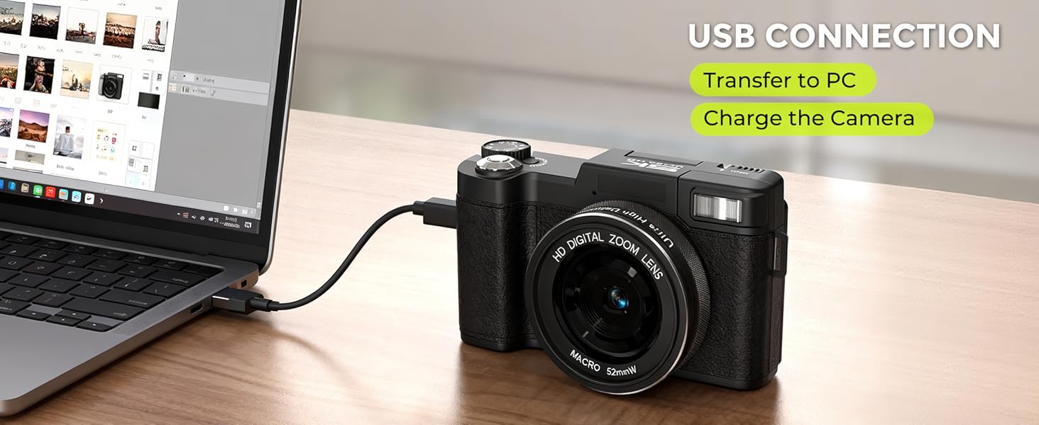 4k digital camera for photography USB charging