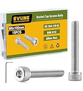 SVLING M6-1.0 x 100mm Bolt, 15PCS M6 Hex Socket Head Cap Screws Bolts, 304 Stainless Steel 18-8, ...