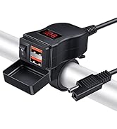 Randpow Motorcycle USB Charger(36W), Dual USB Motorcycle Phone Charger Port, SAE to USB Adapter w...