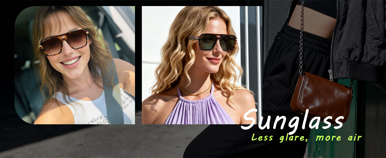 Polarized Aviator Sunglasses Women Men Retro 70s 80s 90s Aviators Trendy Square Pilot Vintage Shades