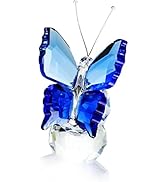 H&amp;D Crystal Flying Butterfly with Crystal Ball Base Figurine Collection Cut Glass Ornament Statue...