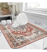 FTJHKUY Dish Drying Mat Persian Style Textile Rug Texture Dish Drying Pad,16"X24"Bsorbent Coffee ...