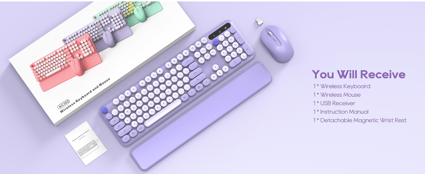 Purple typewriter keyboard mouse office bedroom cafe Off to College school dormitory back to school