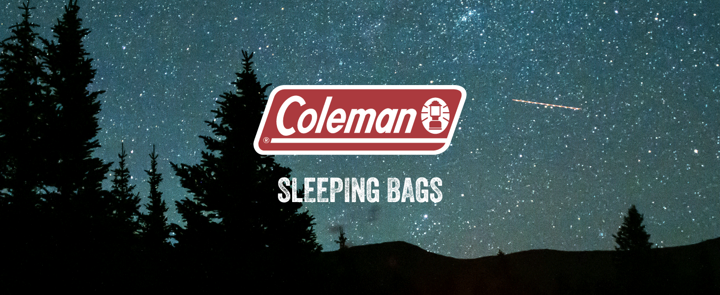 coleman brand logo nature night sky stars sleeping bags camping comfort warmth summer kids backpack