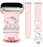 JR.DM Floral Engraved Band Compatible with Apple Watch 42mm 40mm 41mm 38mm Women, Soft Silicone D...