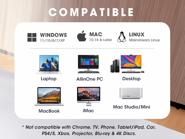 ROOFULL RF31-M external cd dvd drive compatible with mac, linux, windows laptop desktop pc