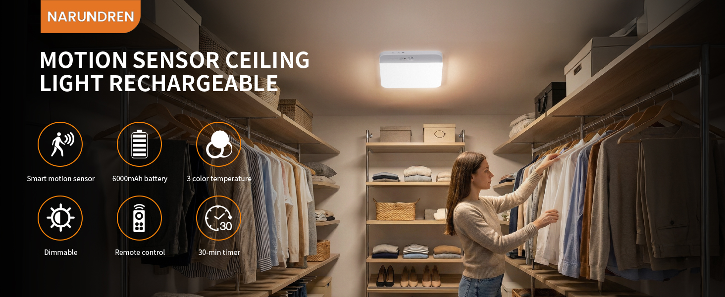 rechargable motion sensor ceiling lights
