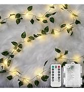suddus Vine with Fairy Lights Battery Operated, 33ft100 LED Pothos String Lights with Remote, Lea...