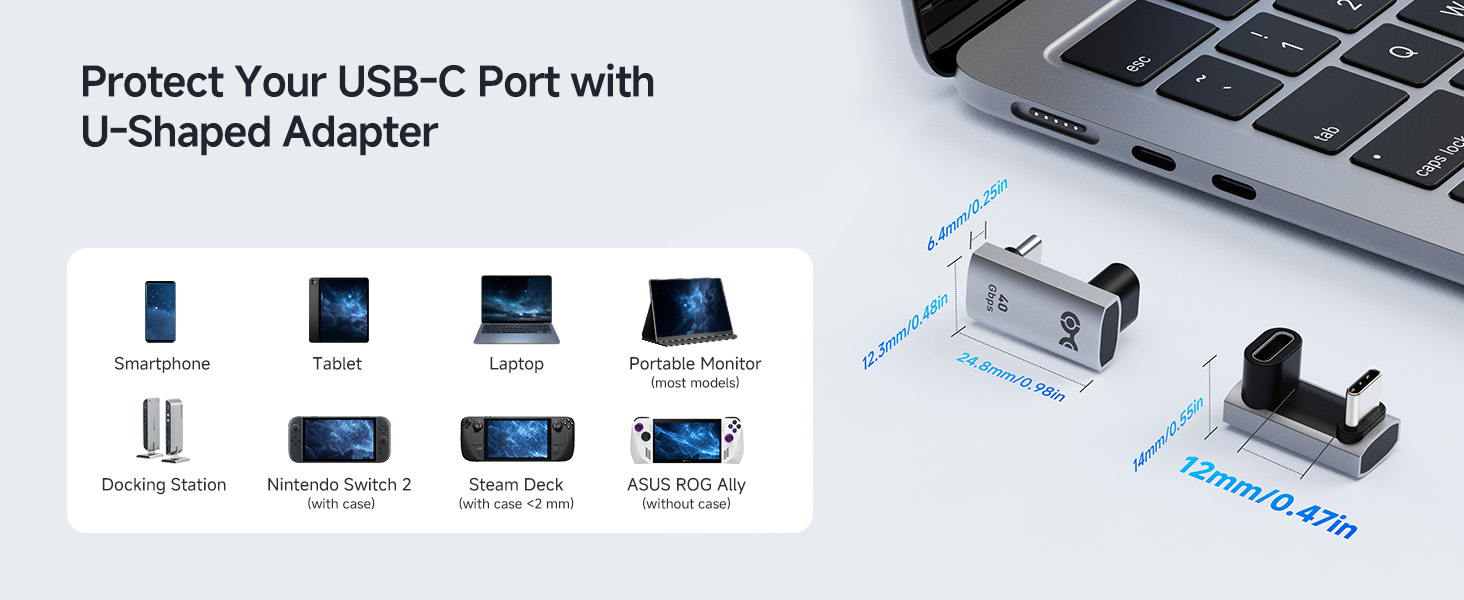 40Gbps USB Type C Extender Adapter for MacBook Pro, Dell XPS, and Razer Blade