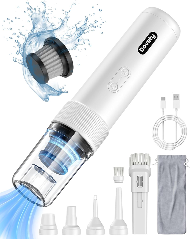 Handheld Car Vacuum Cleaner Cordless - 21000PA Powerful Suction, 5 in 1 Mini Vacuum with LED Light, Small Hand Held Cleaner up to 40 Mins Runtime Portable Vacuum for Car, Home, Pet, Office