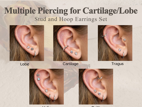 cartilage hoop earring flatback stud earrings earring sets for multiple piercing helix earrings