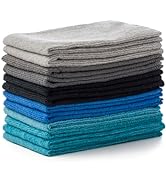 BINO Blue/Grey Ombre 15x15 Inches Microfiber Cleaning Towel Set - Ultra Absorbent Cleaning Towels...