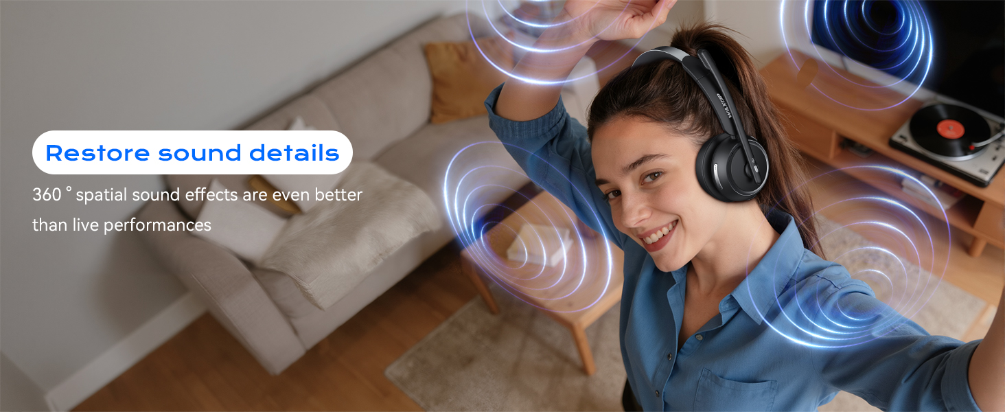 The stereo sound quality of the headset brings a richer audio experience to meetings, music...