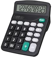 HUTUDD Desktop Calculator, Black Calculator Big Buttons, 12-Digits Large LCD Display, Solar and A...