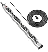 Metal 16 Outlet Power Strip, Extra Long Power Strip With10ft Cord, BTU Heavy Duty Power Strip Wal...