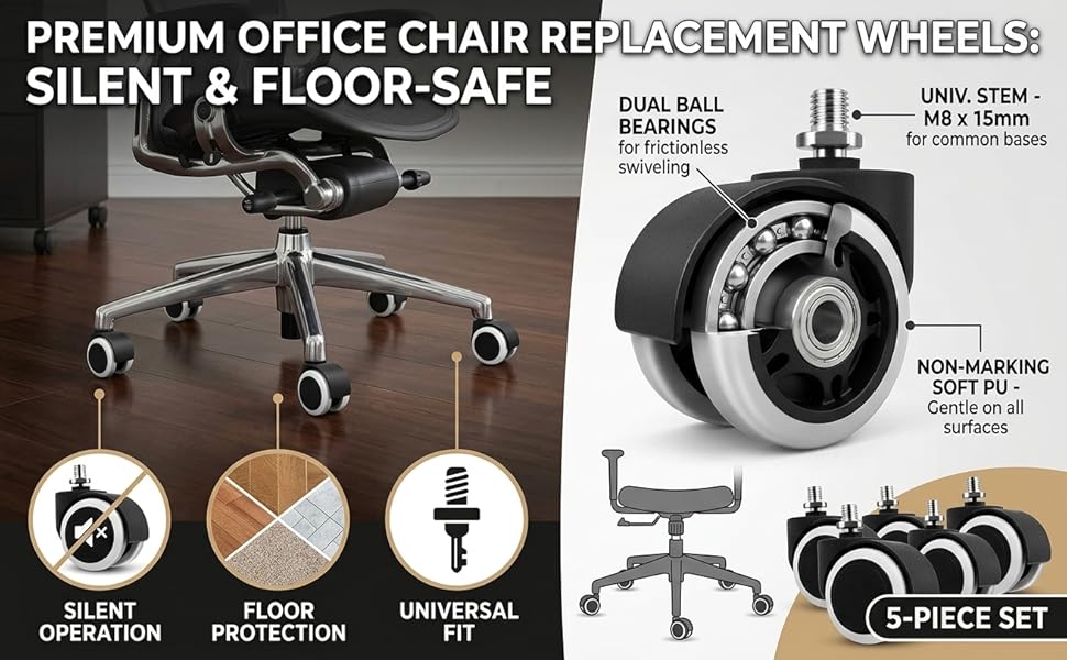 rolling chair wheels replacement