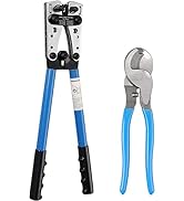 Kamtop Battery Cable Wire Lugs Crimping Tool Kit, Crimping Plier AWG 10-0 with Cable Cutter, Heav...