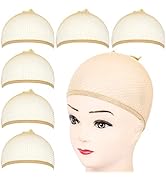 Fandamei Wig Cap, 6PCS Light Brown Mesh Wig Cap, Closed End Hair Mesh Net, Liner Weaving Caps for...
