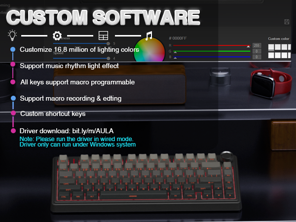 programmable keys keyboard custom keyboard rgb backlit led light up gaming keyboard wireless