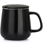 VOBAGA 15oz Ceramic Coffee Mug with Lid and Flat-Bottom, Morning Coffee Mug for Daily Use Warming...