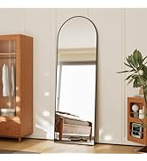 Koonmi 21x56 inch Arched Full Length Mirror, Black Large Floor Mirror with Aluminum Alloy Frame, ...