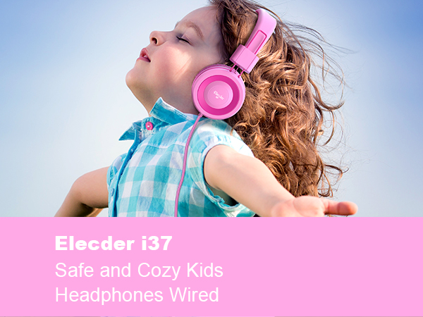 Pink kids headphones for girls boys travel
