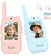 Riida Toys for 3 4 5 6 7 8 Year Old Boys Girls Mini Video Walkie Talkies for Kids 2 Pack Recharge...