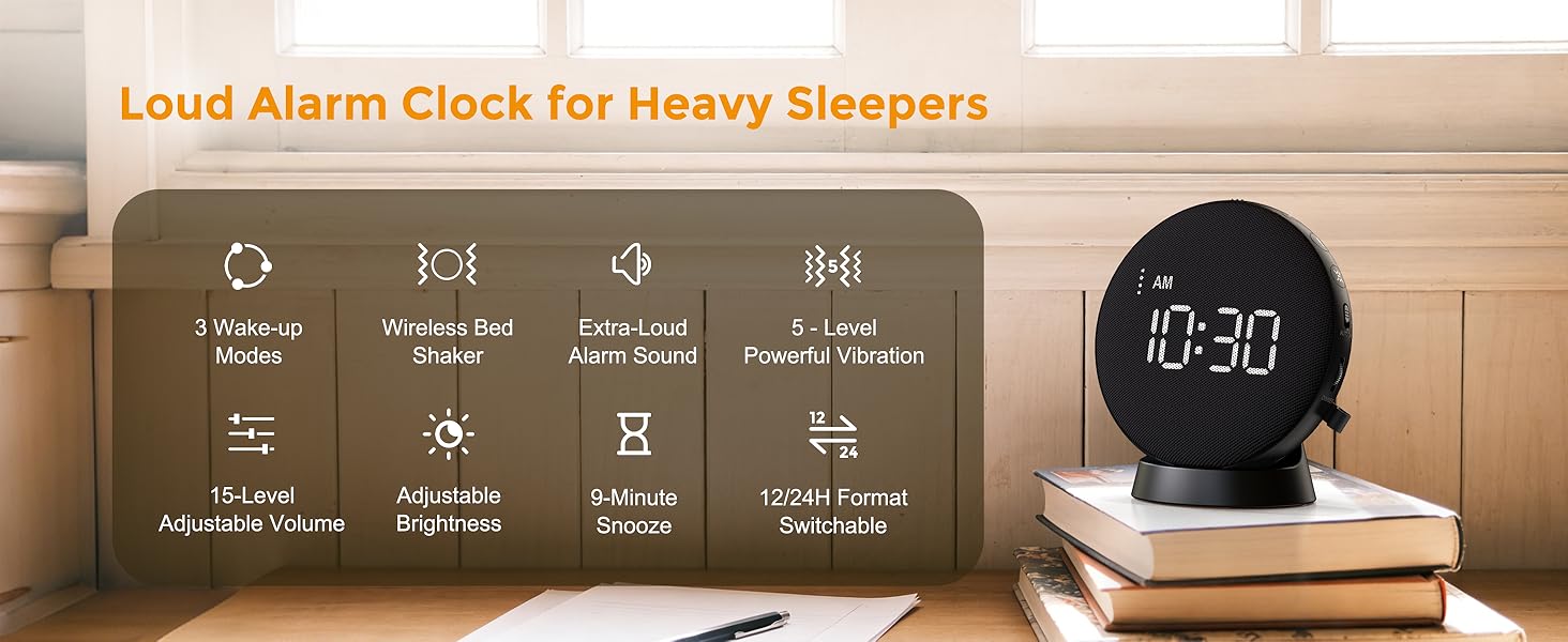 alarm clock vibrating alarm clock for heavy sleeper loud alarm clock battery alarm clock vibrating