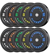 Rendpas 2-inch Rubber Olympic Bumper Plates for Home Gym, Low Bounce Weight Plates with Stainless...
