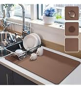 Dish Drying Mat for Kitchen Counter, Dish Drying Pad with Non-Slip Rubber Backed, Hide Stain Anti...