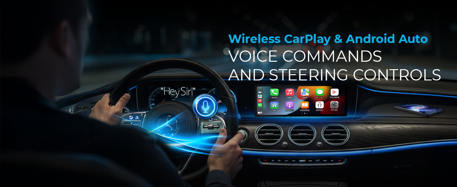 Wireless Carplay &amp;amp; Android Auto, Voice commands and steering controls