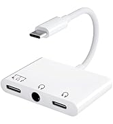 KikoSaka USB C to Headphone Jack Adapter 3 in 1 Dual Type C Aux Splitter USB C to 3.5mm Audio Ada...