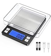 BOMATA 0.01g/1kg Upgraded Small Digital Scale, USB Rechargeable, with Larger Display and Hold,Tar...